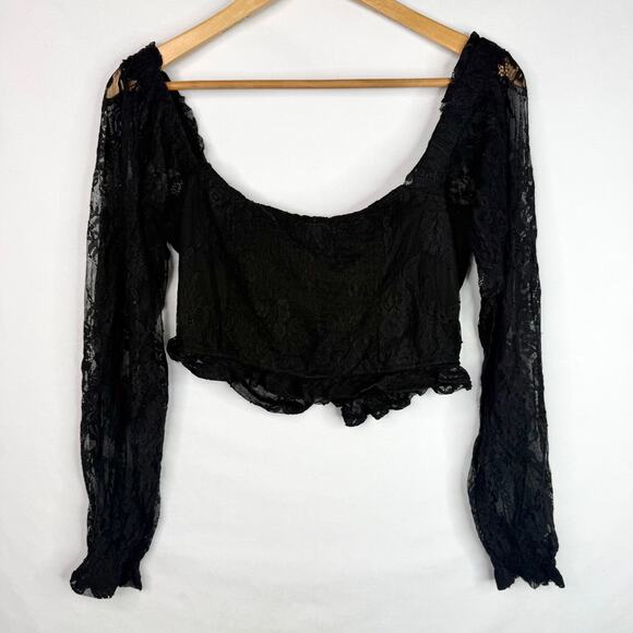 Almost Famous Black Lace Bustier Crop Top L - Picture 2 of 9